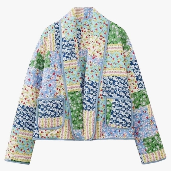 Colorful Floral Patchwork Blazer - Picture 1 of 11